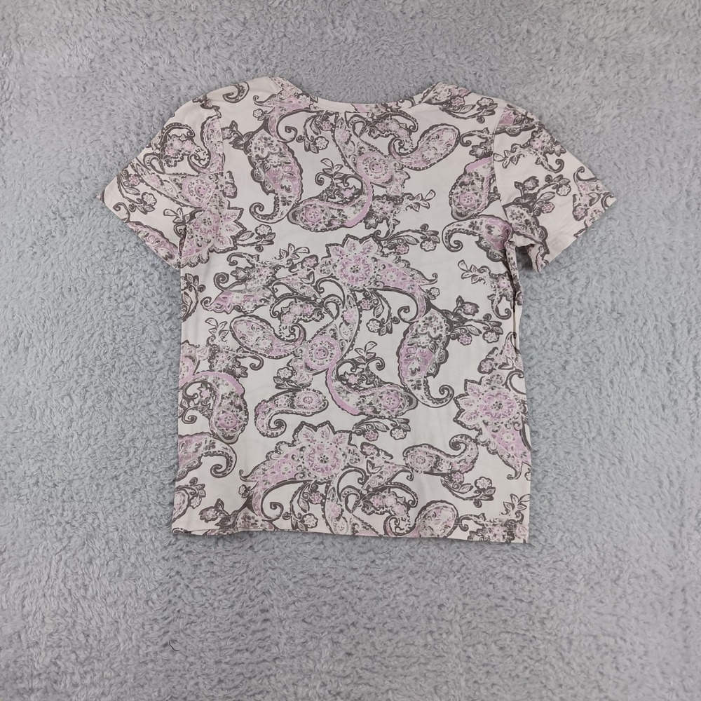 Coral Bay Womens Small Pink Grey Paisley Scoop Neck Short Sleeve‎ Cotton T-Shirt